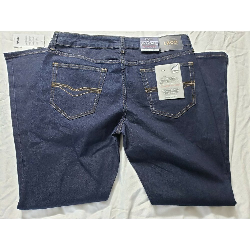 Izod Sports Flex Soft Touch Men Jeans Ultra Soft Trademark 1937 Vintage Style
